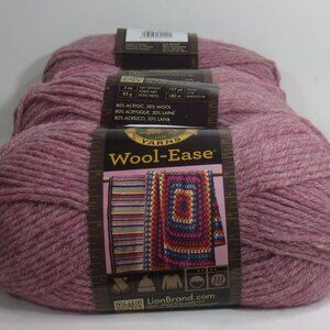 NEW Lot of 4 Lion Brand Yarn Rose Heather Wool Ease Acrylic Soft 3 Oz 197 yards